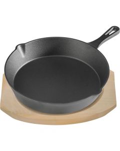 Patelnia żeliwna z podstawą drewnianą, Ø 255 mm