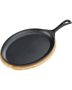 Półmisek żeliwny z podstawą drewnianą, 230x190 mm