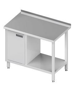 Stół nierdzewny przyścienny z szafką i półką (L)
