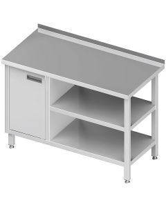 Stół nierdzewny przyścienny z szafką i dwiema półkami (L)