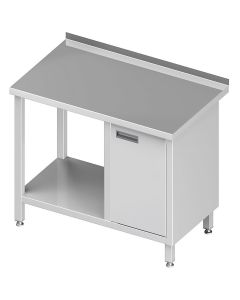 Stół nierdzewny przyścienny z szafką i półką (P)