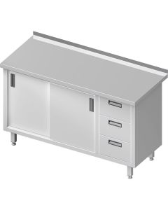 Stół przyścienny z blokiem 3 szuflad (P) i szafką drzwi suwane