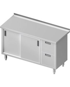 Stół przyścienny z blokiem 2 szuflad (P) - drzwi suwane