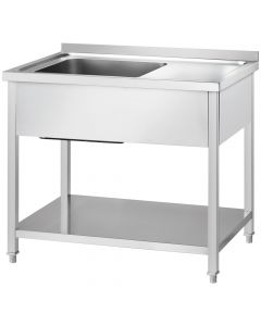 Stół ze zlewem 1-kom.(L),z półką 1200x700x850 mm skręcany