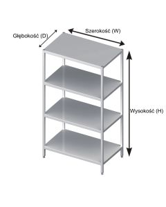 Regał magazynowy - półki pełne, nogi - profil 30x30