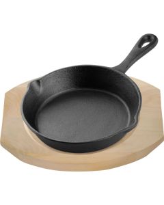 Patelnia żeliwna z podstawą drewnianą, Ø 150 mm