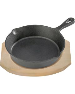 Patelnia żeliwna z podstawą drewnianą, Ø 200 mm