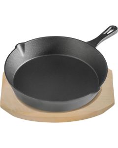 Patelnia żeliwna z podstawą drewnianą, Ø 255 mm