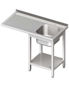 Stół nierdzewny ze zlewem jednokomorowym (P) z miejscem na lodówkę lub zmywarkę