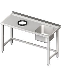 Stół ze zlewem i otworem na odpadki (P) bez półki - spawany