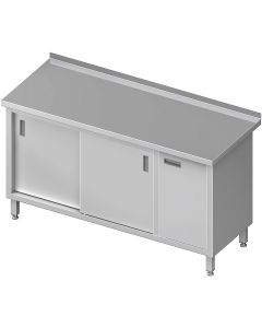 Stół nierdzewny przyścienny z szafką dwukomorową drzwi przesuwne (P) 