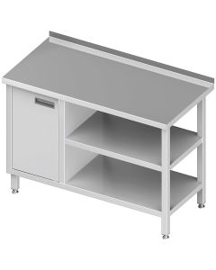 Stół nierdzewny przyścienny z szafką i dwiema półkami (L)