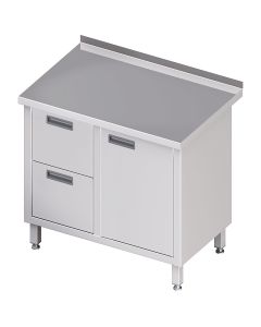 Stół przyścienny z blokiem 2 szuflad (L) i szafką drzwi skrzydłowe