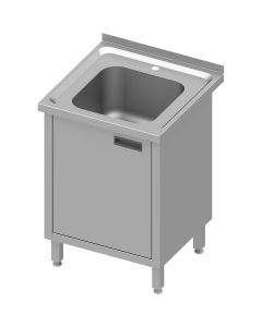 Stół nierdzewny ze zlewem jednokomorowym i szafką drzwi skrzydłowe - spawany