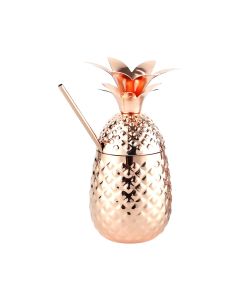 Naczynie ze słomką do serwowania koktajli, stalowe, miedziane, V 0.475 l