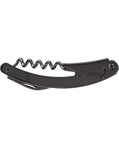 Otwieracz, korkociąg kelnerski, czarny, zakrzywiony, 3-funkcyjny