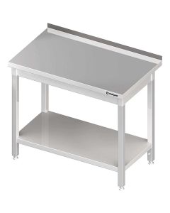 Stół stalowy z półką, przyścienny, skręcany, 1500x700x850 mm