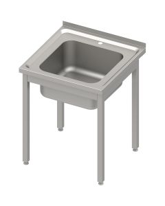 Stół stalowy bez półki ze zlewem 1-komorowym, skręcany, blat tłoczony, 600x600x850 mm