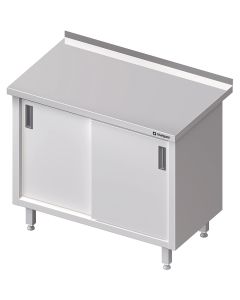 Stół stalowy z drzwiami suwanymi, przyścienny, spawany, 1200x700x850 mm