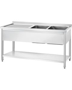 Stół ze zlewem 2-kom. (P),z półką 1400x600x850 mm skręcany