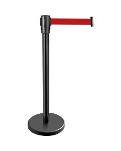 Słupek hotelowy czarny z taśmą zwijaną, Ø 300 mm, H 900 mm