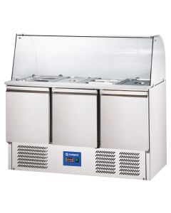 Stół chłodniczy 3-drzwiowy sałatkowy z nadstawą szklaną 368 l