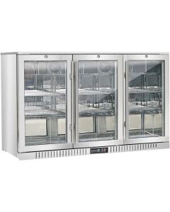 Barowa witryna chłodnicza, stalowa, 3-drzwiowa, V 308 l