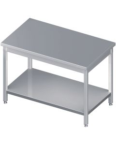 Stół ze stali nierdzewnej centralny z półką - skręcany