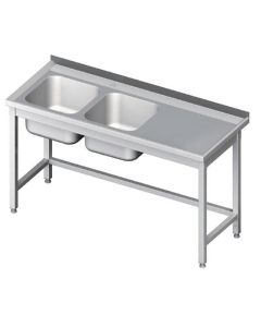 Stół ze zlewem 2-kom (L) bez półki - spawany