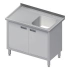 Stół nierdzewny ze zlewem 1-kom (P) - drzwi skrzydłowe